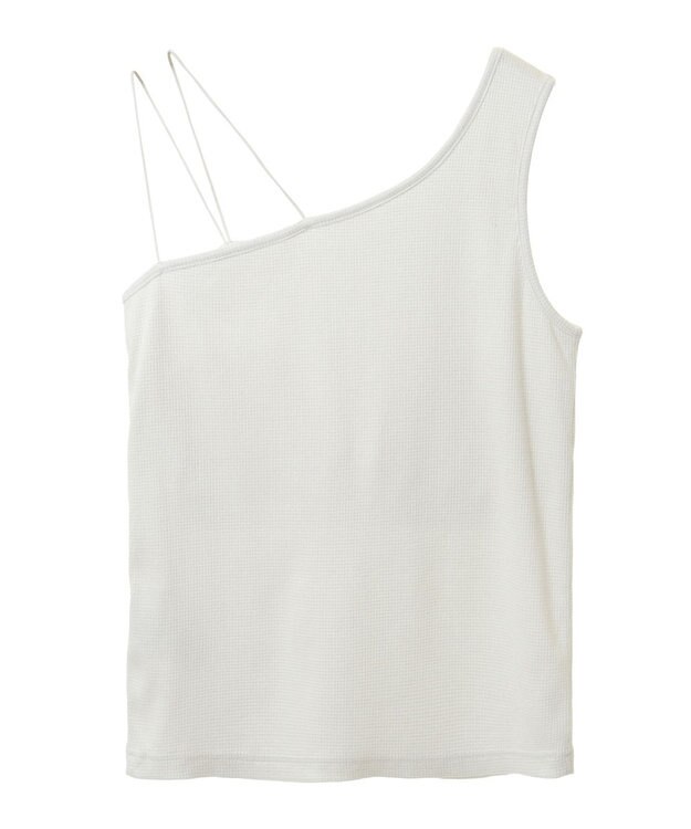 Green Parks カップ付きアシンメトリーラメタンクトップ Off White