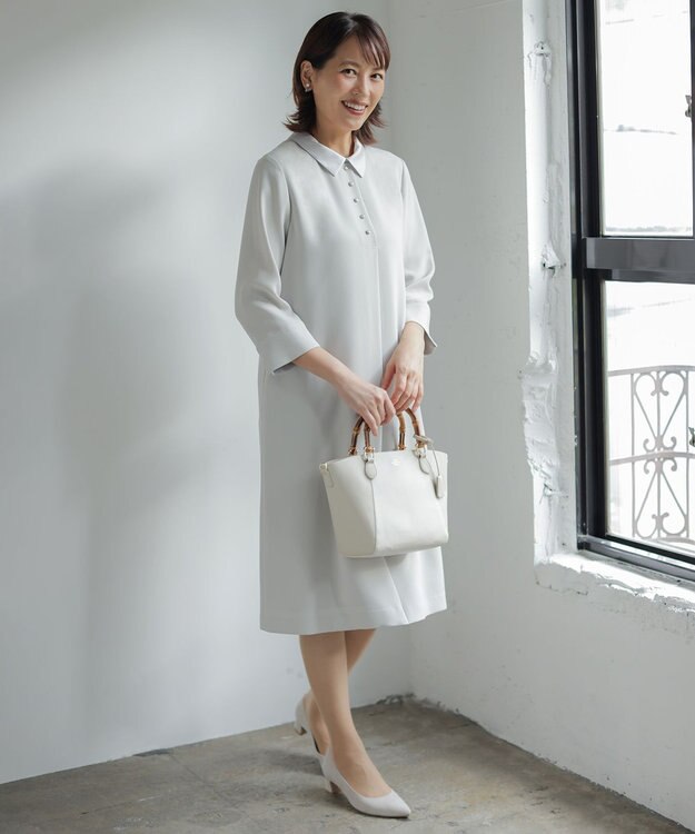 J.PRESS LADIES 【2way】バンブー バッグ グレージュ×オフ系