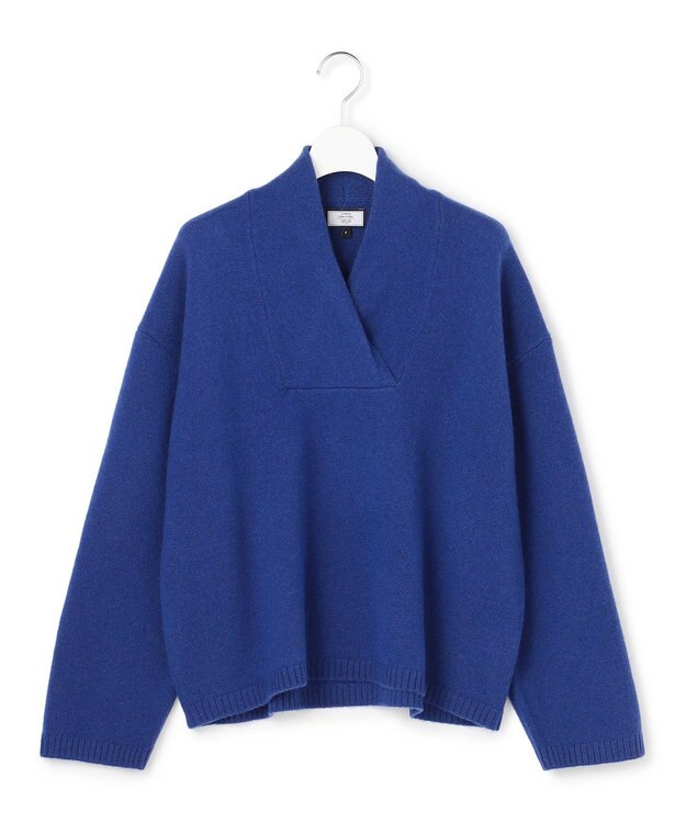 J.PRESS YORK STREET 【WOMEN】ウールカシミヤ 変形Vネック ニット ブルー系