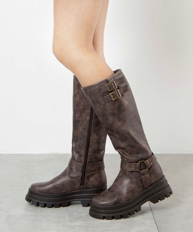 WEGO 厚底エンジニアロングブーツ ブラウン