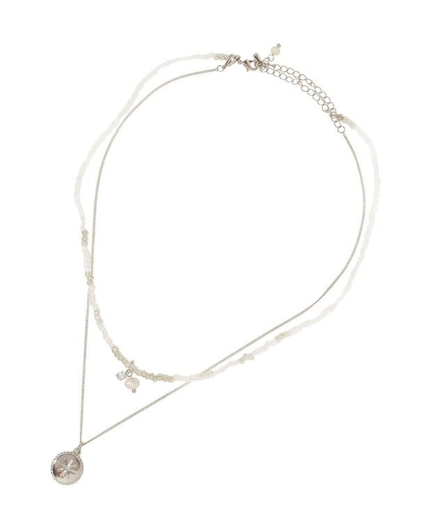 earth music&ecology 【2SET】ビーズ＆プレートネックレス Silver