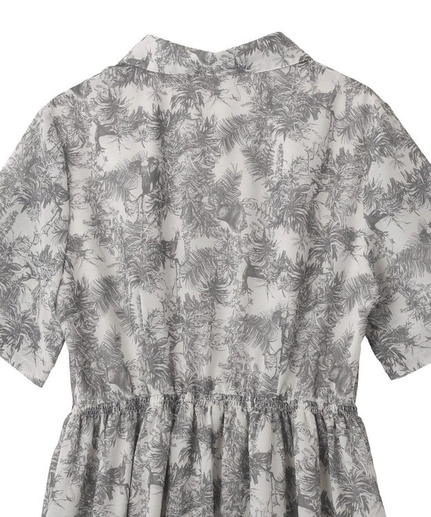 YECCA VECCA サファリ柄フレアシャツワンピース Off White