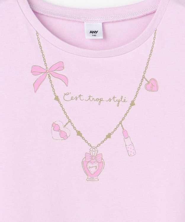 ANY KIDS 【WEB限定】7days プリント 長袖Tシャツ ラベンダー×ネックレス