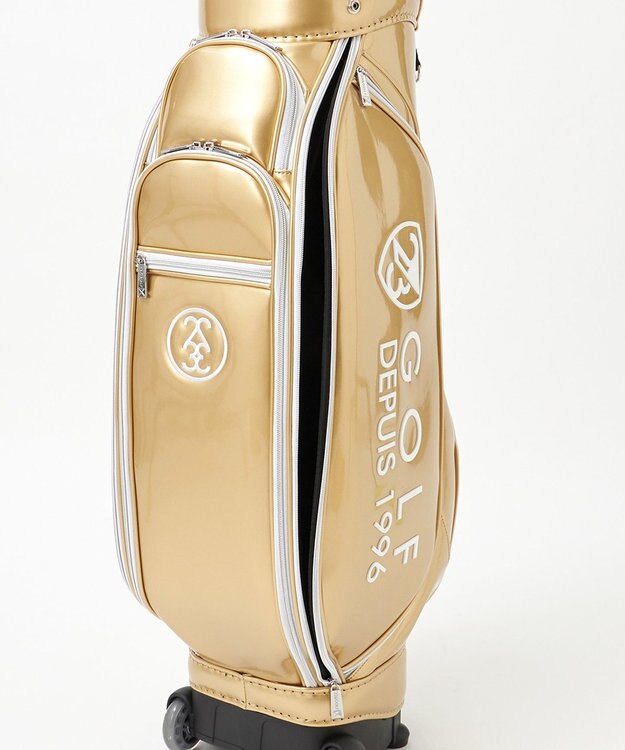23区GOLF 【UNISEX】エレガントエナメルキャディバッグ　キャスター付きで移動もラクチン ゴールド系
