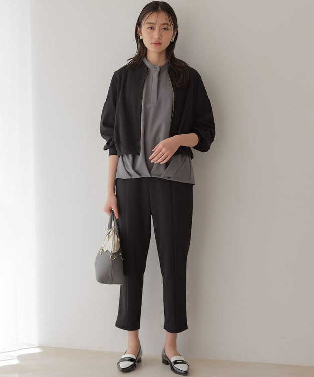 組曲 【WEB限定】ジョーゼットジャージー ブルゾン ブラック系