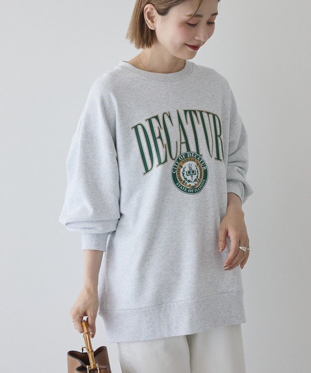 AMERICAN HOLIC カレッジロゴクラックプリント裏毛プルオーバー Gray Mixture