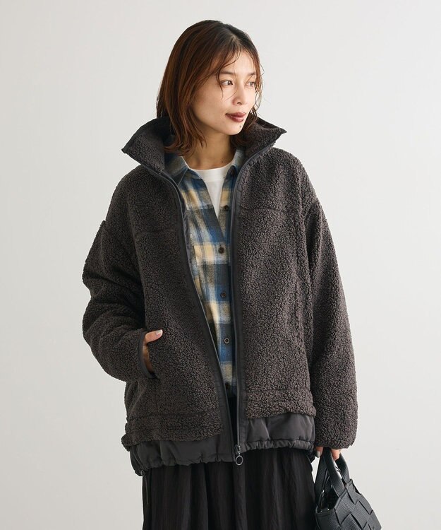 Green Parks 異素材コンビスタンドボアブルゾン