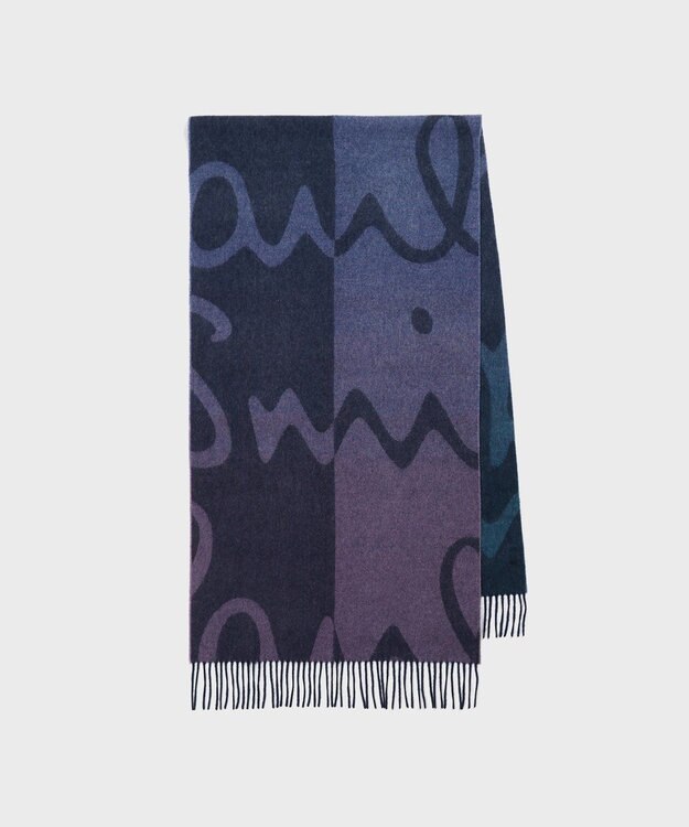 Paul Smith グラデーション ロゴ マフラー ネイビー