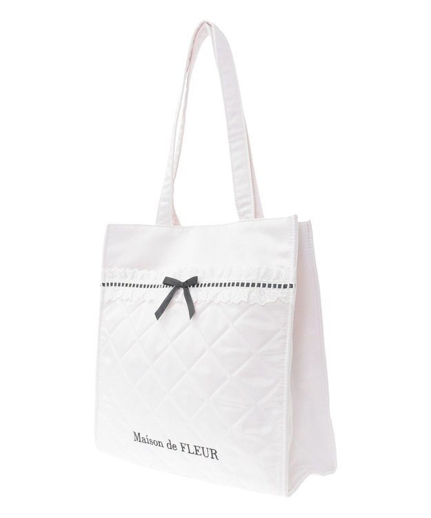 Maison de FLEUR コットンフリルスクエアトート Pink