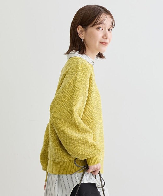 Green Parks ベロアモールモックネックニットプルオーバー Yellow