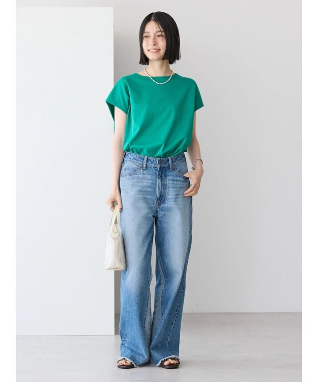 AMERICAN HOLIC バックボタンフレンチスリーブプルオーバー Green