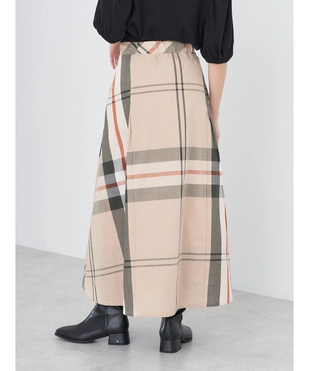 earth music&ecology ＢＩＧチェックフレアスカート Beige