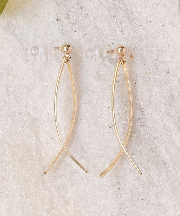 Phoebe 【K14GF】クロスラインスマートイヤリング ゴールド