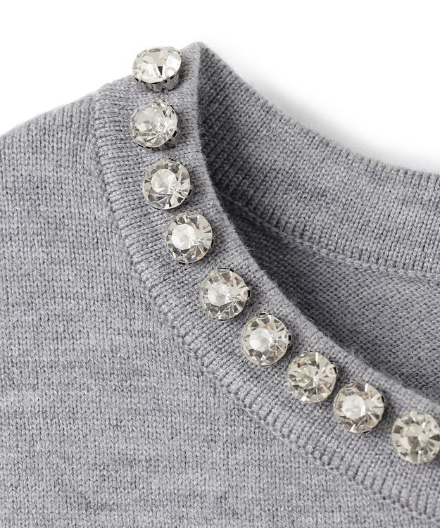 UNFILO ネックビジュー ニット グレー