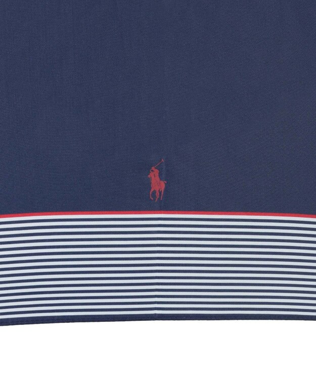 MOONBAT 【WEB限定】POLO RALPH LAUREN)（ポロ ラルフローレン）ワンポイントポロポニー×裾ボーダー 折りたたみ傘 ネイビーブルー