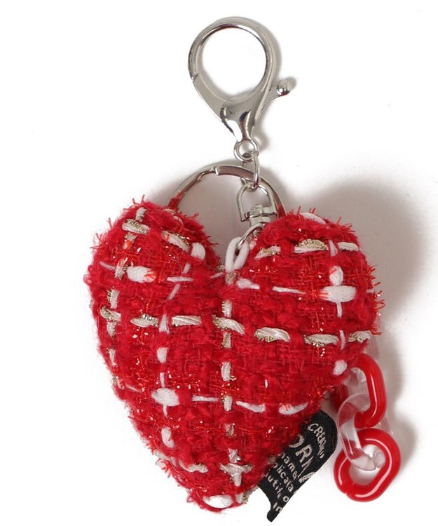 WEGO ツイードビッグハートキーホルダー レッド