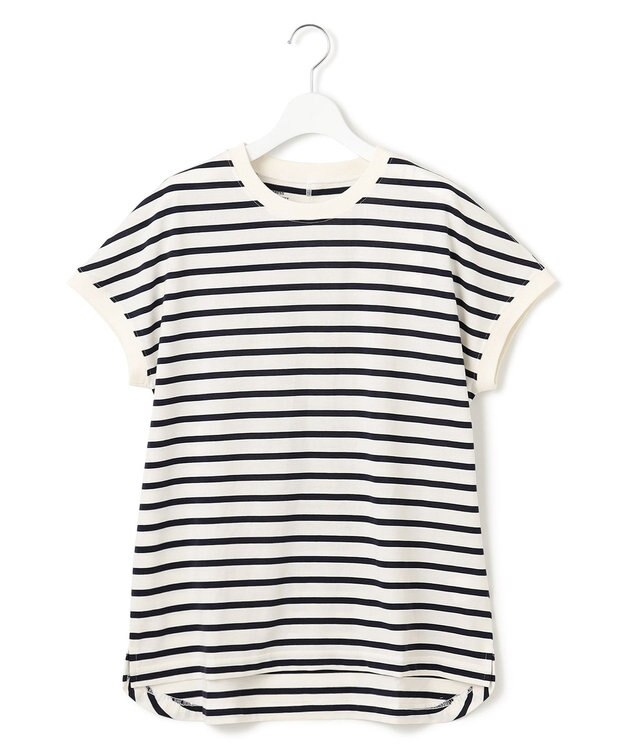 J.PRESS YORK STREET 【WOMEN】ボーダーキャップスリーブ Tシャツ ネイビー系1