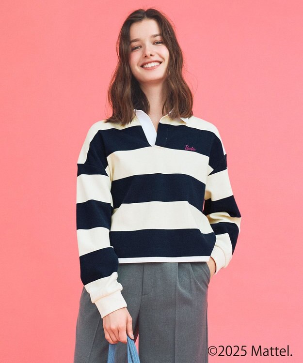 ANY 【Barbie(TM)】ラガーシャツ ネイビーボーダー