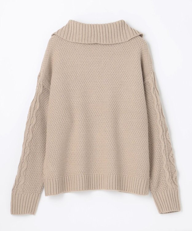 ANY 【洗濯機可】スキッパーソフトタッチアラン柄ニット ベージュ