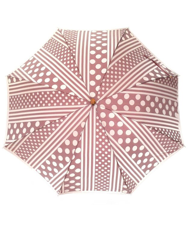 槇田商店 Kirie ドットとストライプ アンティークボルドー 長傘 ボルドー