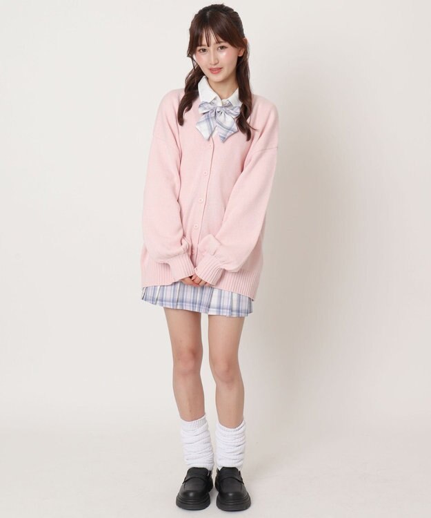 WEGO 【SCHOOLITEM】ニットカーディガン ライトピンク
