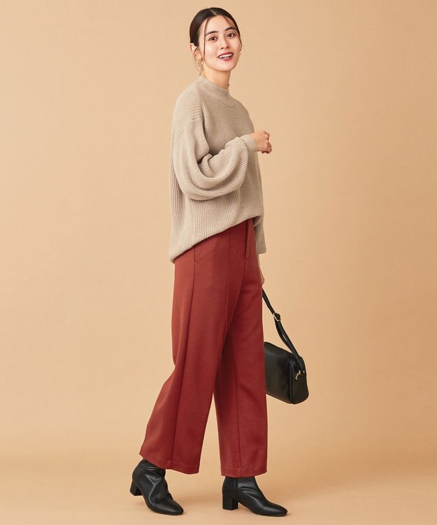 ANY 【吸湿発熱】any HEAT ワイドパンツ テラコッタ