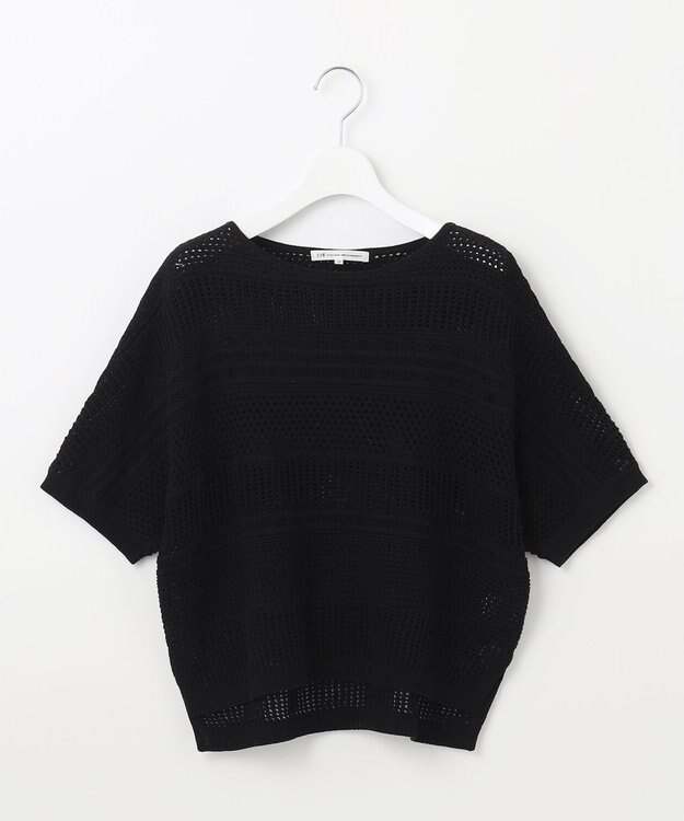 23区 S 【洗える】レーシーパターン ニット ブラック系