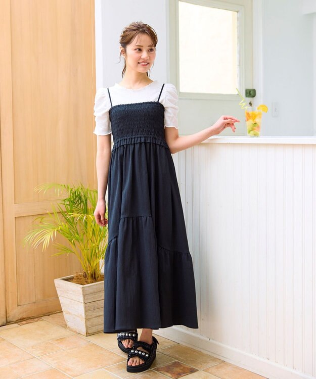 Feroux 【洗える】レーシージャガード カットソー ホワイト系