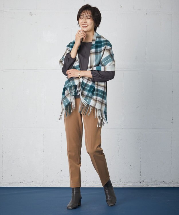 J.PRESS LADIES 【洗える】アルガンシルク テーパード パンツ キャメル系