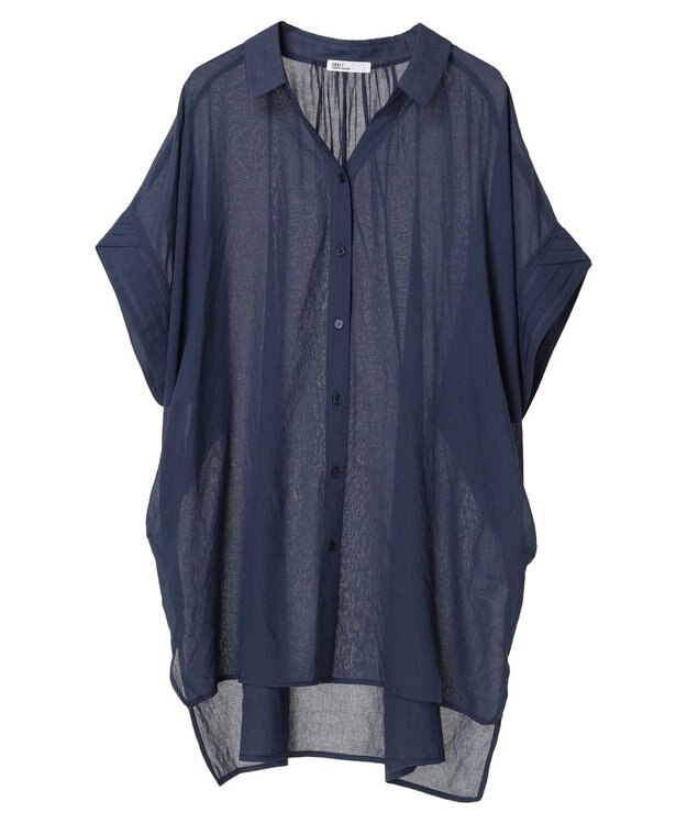 CRAFT STANDARD BOUTIQUE ヴィンテージボイルミルフィーユ襟付きシャツチュニック Deep Blue