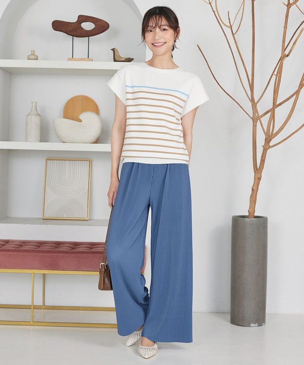 Tiaclasse L フレンチニットプルオーバー オフホワイトボーダー