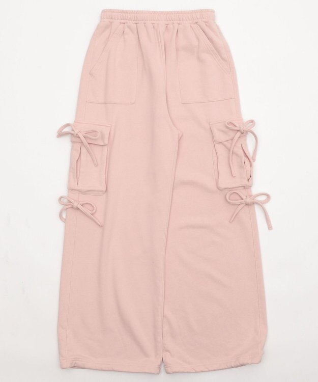 WEGO 【ウエストゴム】リボンカーゴスウェットパンツ ピンク