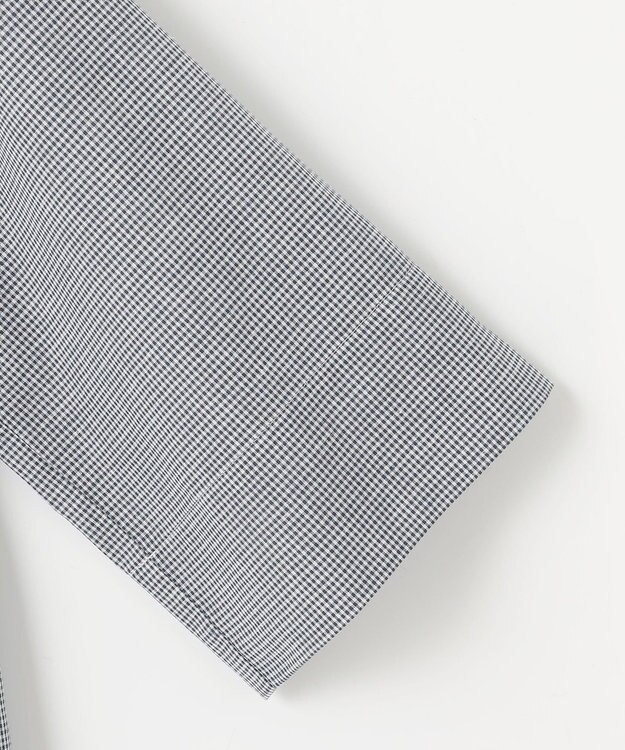 J.PRESS LADIES 【洗える】リネンminiチェック フロントピンタック シャツ ネイビー系