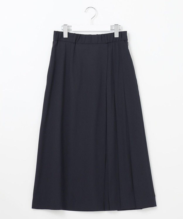 自由区 【洗える】トロストレッチ スカート ネイビー系