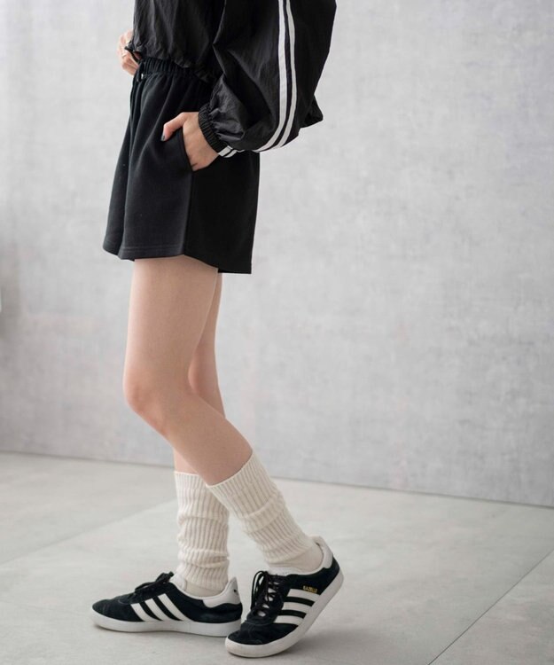 WEGO 【ウエストゴム】スウェットイージーショートパンツ ブラック