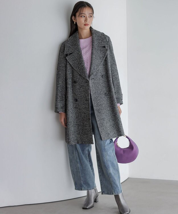 組曲 L ループツイードチェスター コート ブラック系7