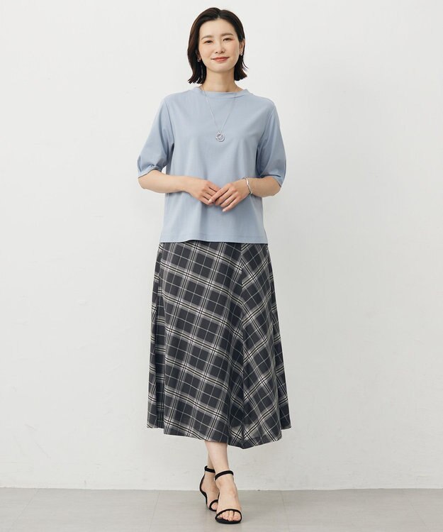 J.PRESS LADIES L 【WEB限定カラーあり・洗える】SOFT SHEER チェック フレア スカート スレートチェック系