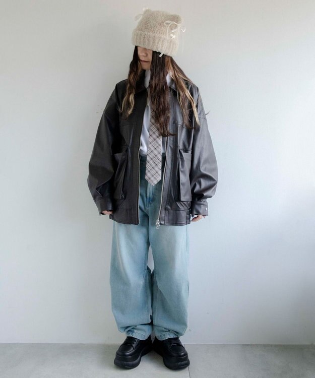 WEGO レースアップネコミミニットキャップ ライトベージュ