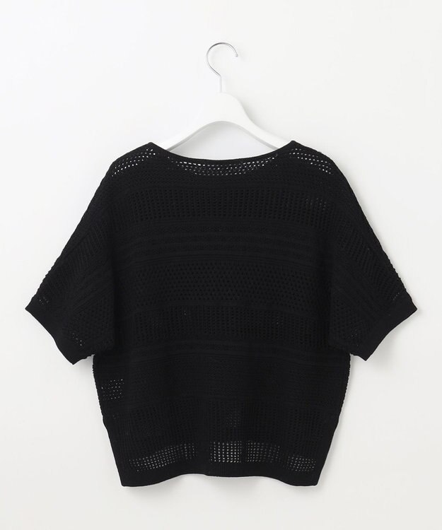 23区 S 【洗える】レーシーパターン ニット ブラック系