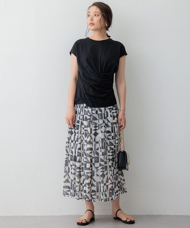 23区 【SLOW/一部店舗限定】MVSコットン カシュクールデザイン Tシャツ ブラック系