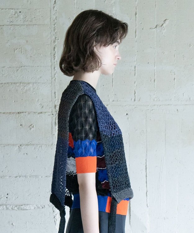 COQ STRATA 和紙ショート丈ベスト ネイビー