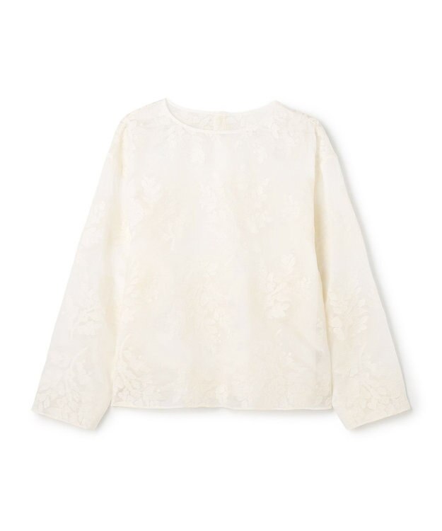 UNFILO L 【前後着用可能の2WAY仕様】ボタニカル エンブロイダリー ブラウス エクリュ