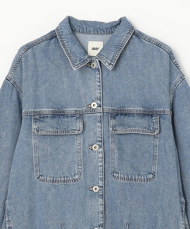 ANY L ミディデニムジャケット ブリーチ