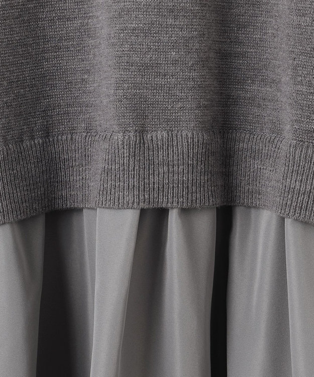 自由区 【カタログ掲載】ウールミラノ異素材 ワンピース グレー