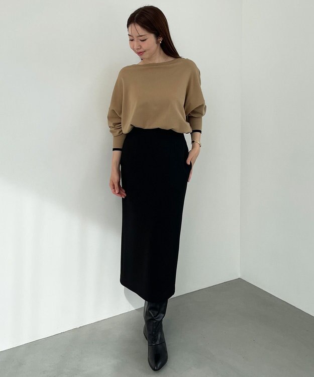 UNFILO 【野呂佳代さん着用】BEAUTY FORM JERSEY Iラインスカート ブラック