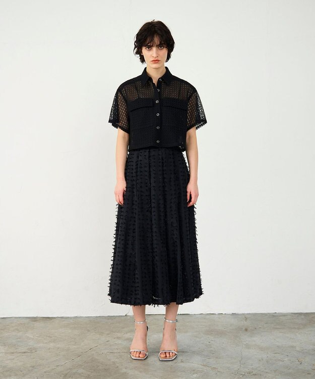 GRACE CONTINENTAL ラッセルメッシュシャツ ブラック