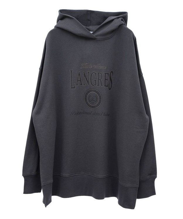 Green Parks 裏毛エンブレムパーカーチュニック Charcoal Gray