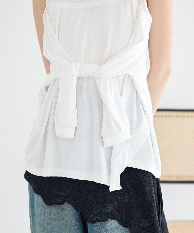 earth music&ecology マルチウェイショルダースリットトップス Off White