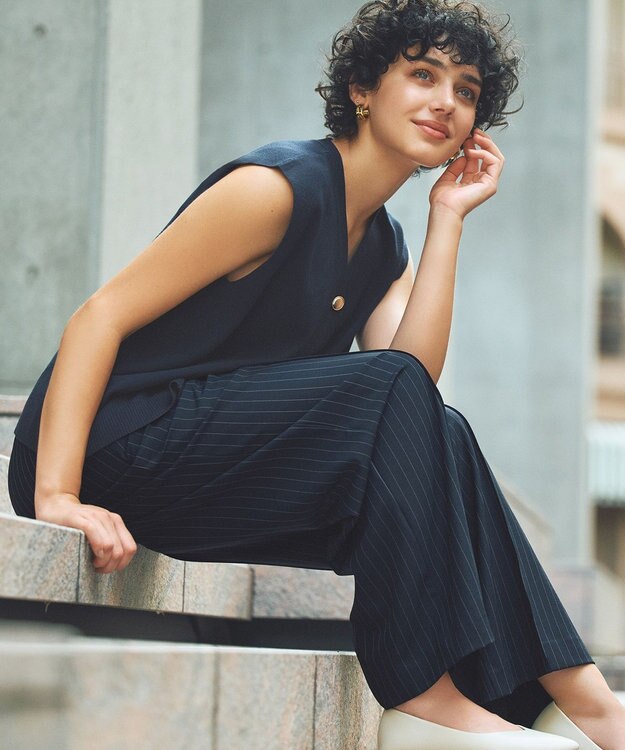 ANY メタルボタンニットベスト ネイビー