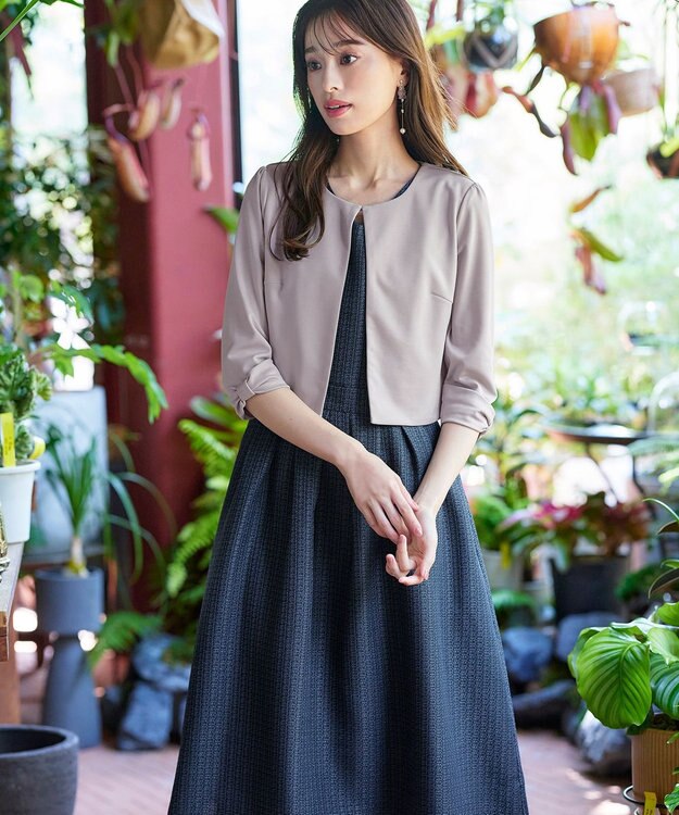 Tiaclasse 【洗える】ツイードタックワンピース ネイビー